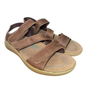 Orthofeet 932 Mens 12 D WIDE Brown Leather Adjustable Straps Comfort Sandals